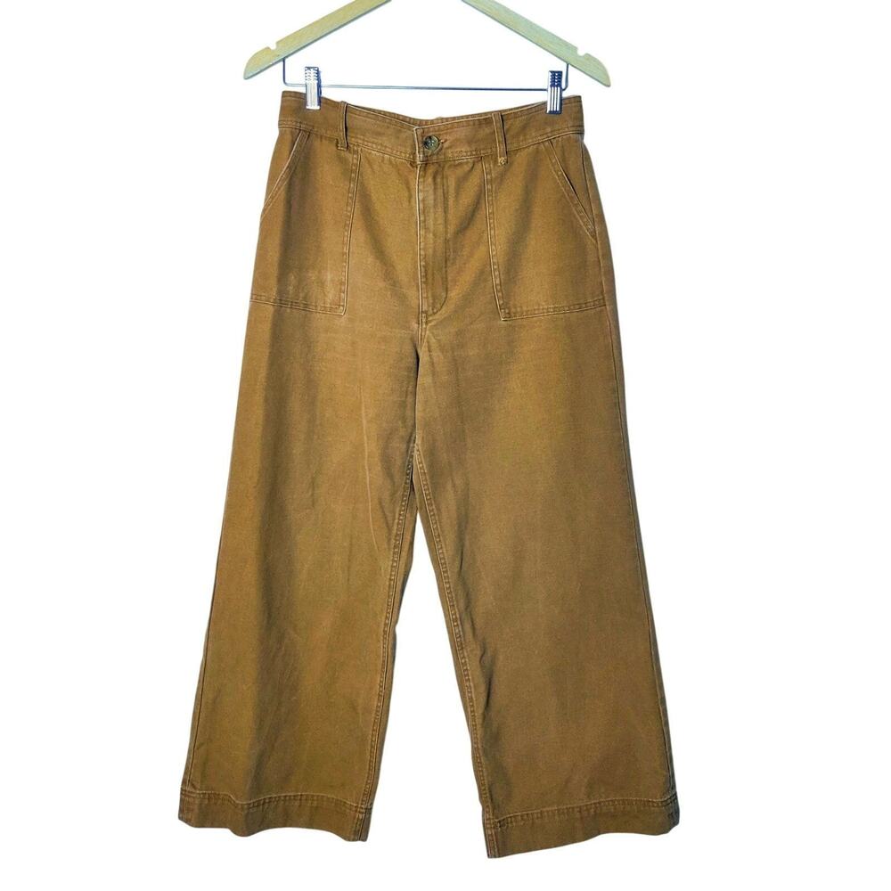 Frye Camber Nadia Canvas High Rise Wide Leg Ankle Pants 28 Workwear Nutmeg Brown - Picture 3 of 16
